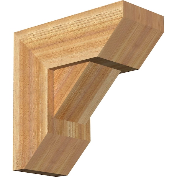 Ekena Millwork Traditional Slat Rough Sawn Bracket w/ Offset Brace, Western Red Cedar, 8"W x 18"D x 18"H BKT0806X18X18TRA06RWR - main